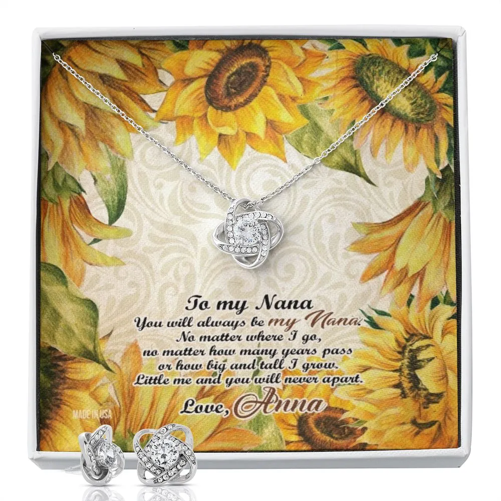 Custom Nana Sunflower Mothers Day Ideas 14k White Gold Interlocking Heart Pendant Necklace Jewelry Gifts For Mom Wife Grandma Auntie