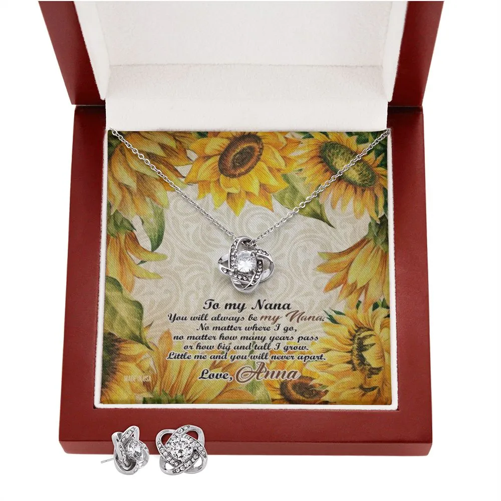 Custom Nana Sunflower Mothers Day Ideas 14k White Gold Interlocking Heart Pendant Necklace Jewelry Gifts For Mom Wife Grandma Auntie