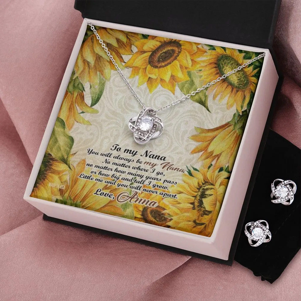 Custom Nana Sunflower Mothers Day Ideas 14k White Gold Interlocking Heart Pendant Necklace Jewelry Gifts For Mom Wife Grandma Auntie