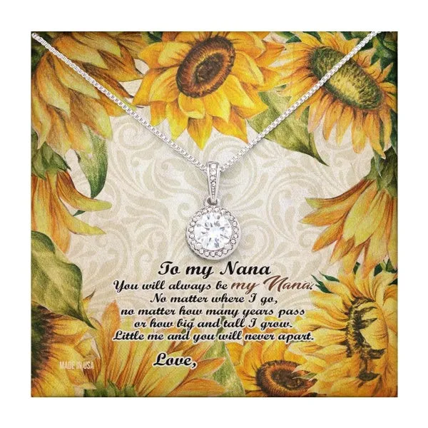 Custom Nana Sunflower Mothers Day Ideas 14k White Gold Interlocking Heart Pendant Necklace Jewelry Gifts For Mom Wife Grandma Auntie