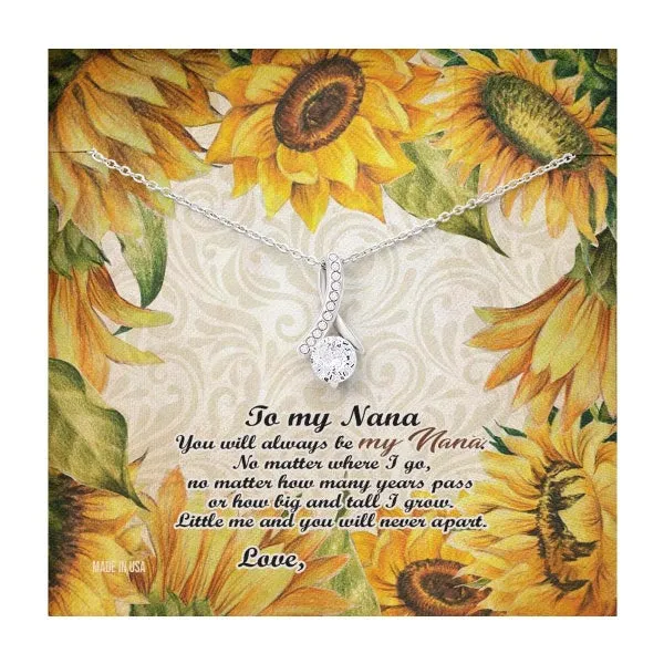 Custom Nana Sunflower Mothers Day Ideas 14k White Gold Interlocking Heart Pendant Necklace Jewelry Gifts For Mom Wife Grandma Auntie