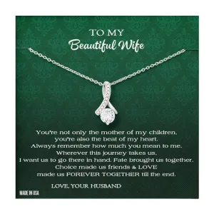 Custom To My Beautiful Wife Always Remember 14k White Gold Pendant Necklace Jewelry Gift For Wife Mother day