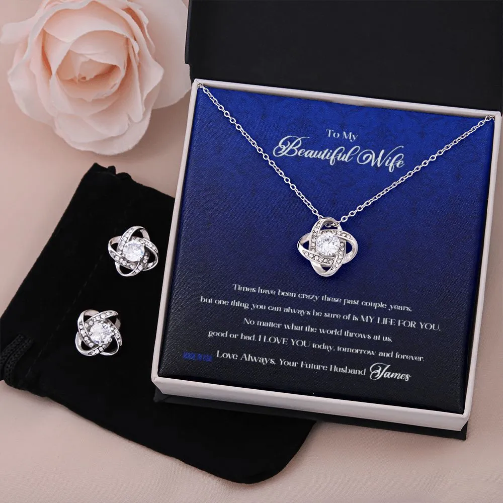 Custom To My Beautiful Wife Times Have Been Crazy 14k White Gold Pendant Necklace Jewelry Gift For Wife Mother day