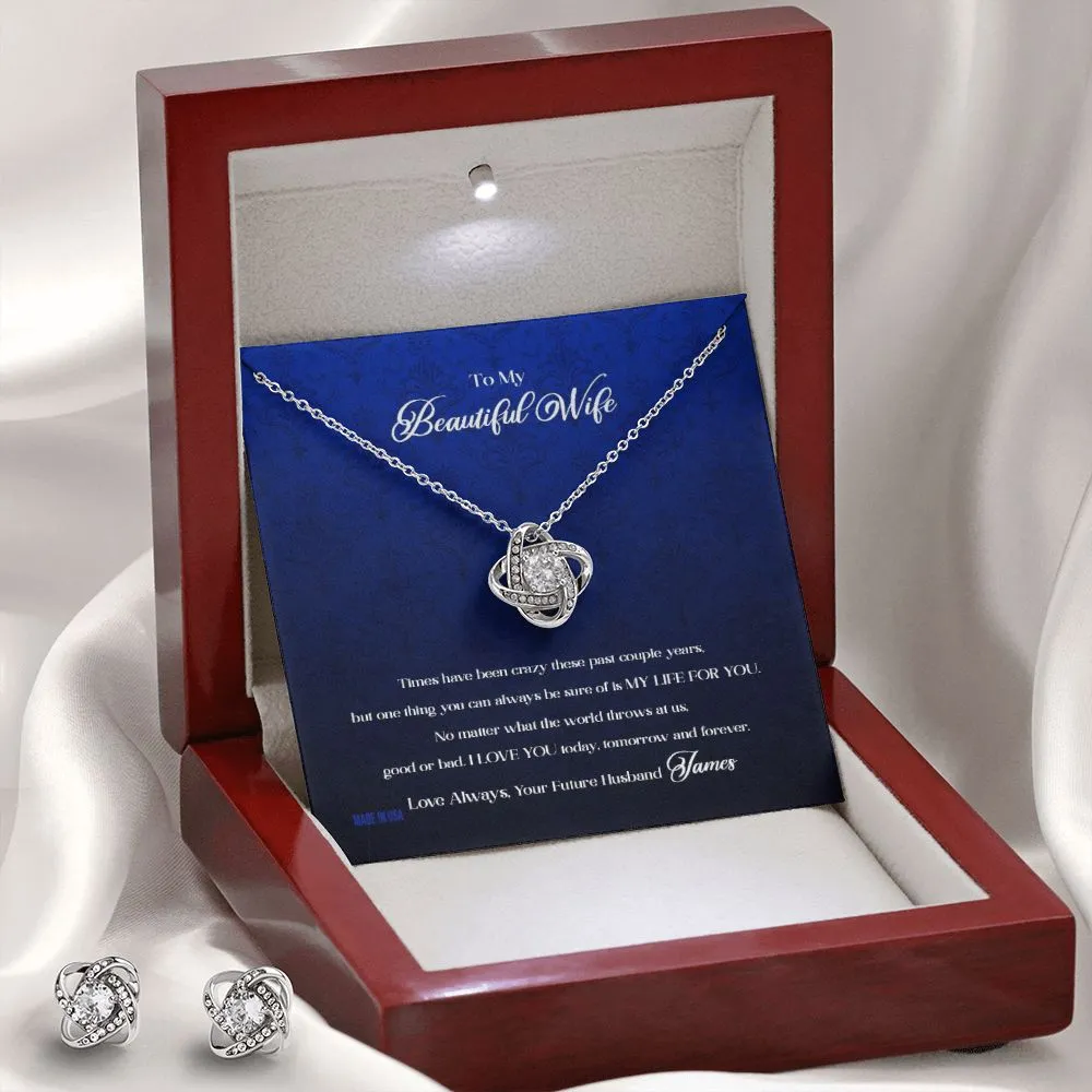 Custom To My Beautiful Wife Times Have Been Crazy 14k White Gold Pendant Necklace Jewelry Gift For Wife Mother day