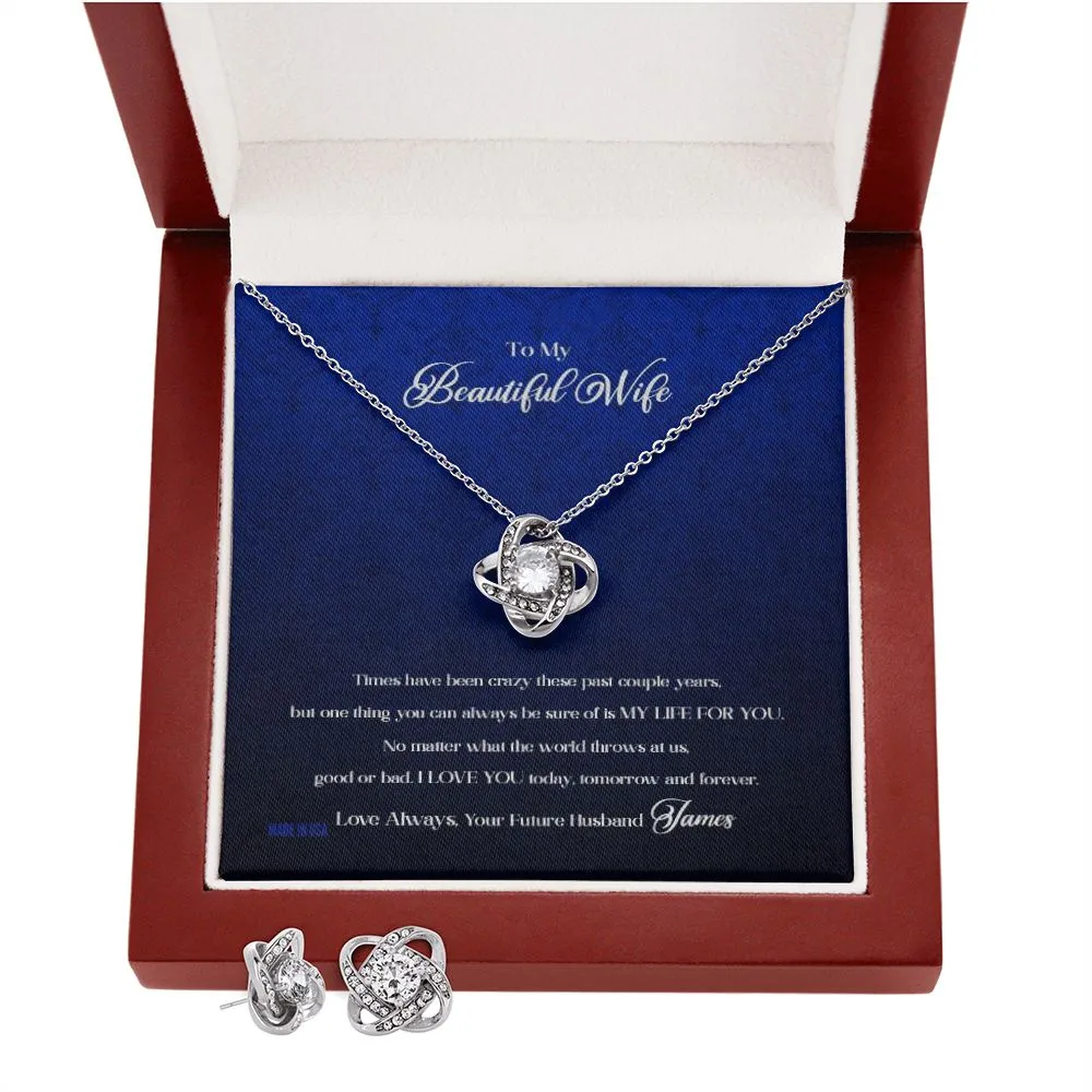 Custom To My Beautiful Wife Times Have Been Crazy 14k White Gold Pendant Necklace Jewelry Gift For Wife Mother day
