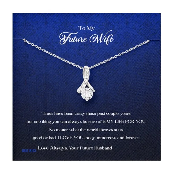 Custom To My Future Wife My Life For You 14k White Gold Pendant Necklace Jewelry Gift For Wife Mother day