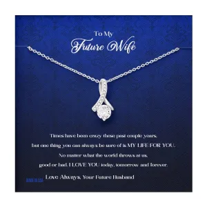 Custom To My Future Wife My Life For You 14k White Gold Pendant Necklace Jewelry Gift For Wife Mother day