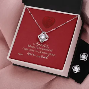 Custom To My Girl Friend Will You Be My Valentine 14k White Gold Pendant Chain Necklace Jewelry Gift for Girlfriend Wife Fiancee Woman Girl