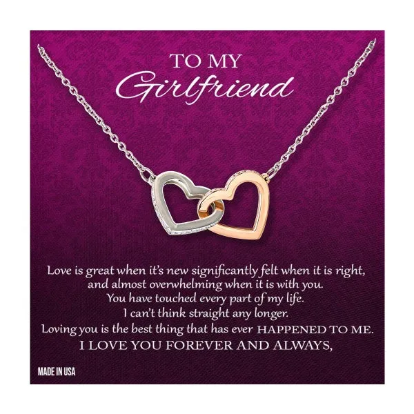 Custom To My Girlfriend I Love You 14k White Gold Pendant Necklace Jewelry Gift For Girlfriend Mother day