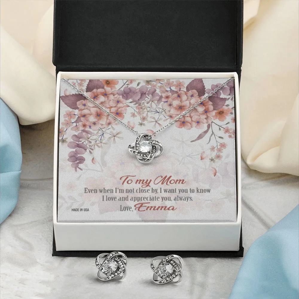 Custom To My Mom 01 14k White Gold Interlocking Heart Pendant Necklace Jewelry Gifts For Mom Wife Grandma Auntie Mother Day