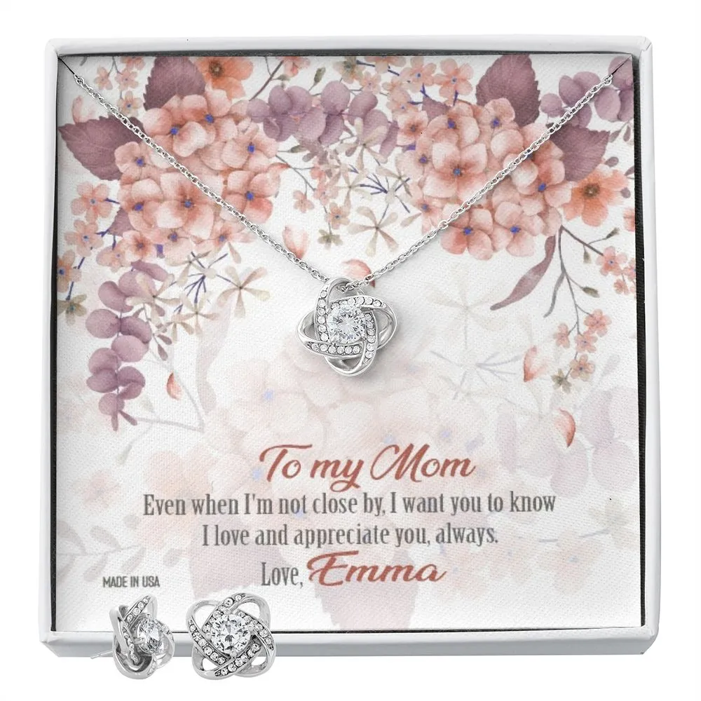 Custom To My Mom 01 14k White Gold Interlocking Heart Pendant Necklace Jewelry Gifts For Mom Wife Grandma Auntie Mother Day