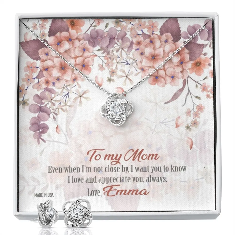 Custom To My Mom 01 14k White Gold Interlocking Heart Pendant Necklace Jewelry Gifts For Mom Wife Grandma Auntie Mother Day