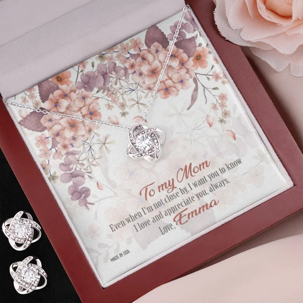 Custom To My Mom 01 14k White Gold Interlocking Heart Pendant Necklace Jewelry Gifts For Mom Wife Grandma Auntie Mother Day