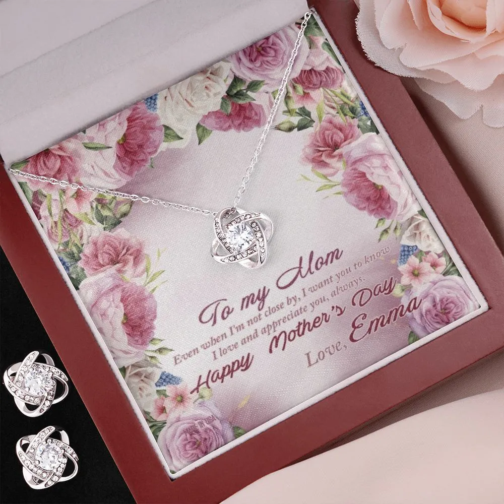 Custom To My Mom 14k White Gold Interlocking Heart Pendant Necklace Jewelry Gifts For Mom Wife Grandma Auntie Mother Day