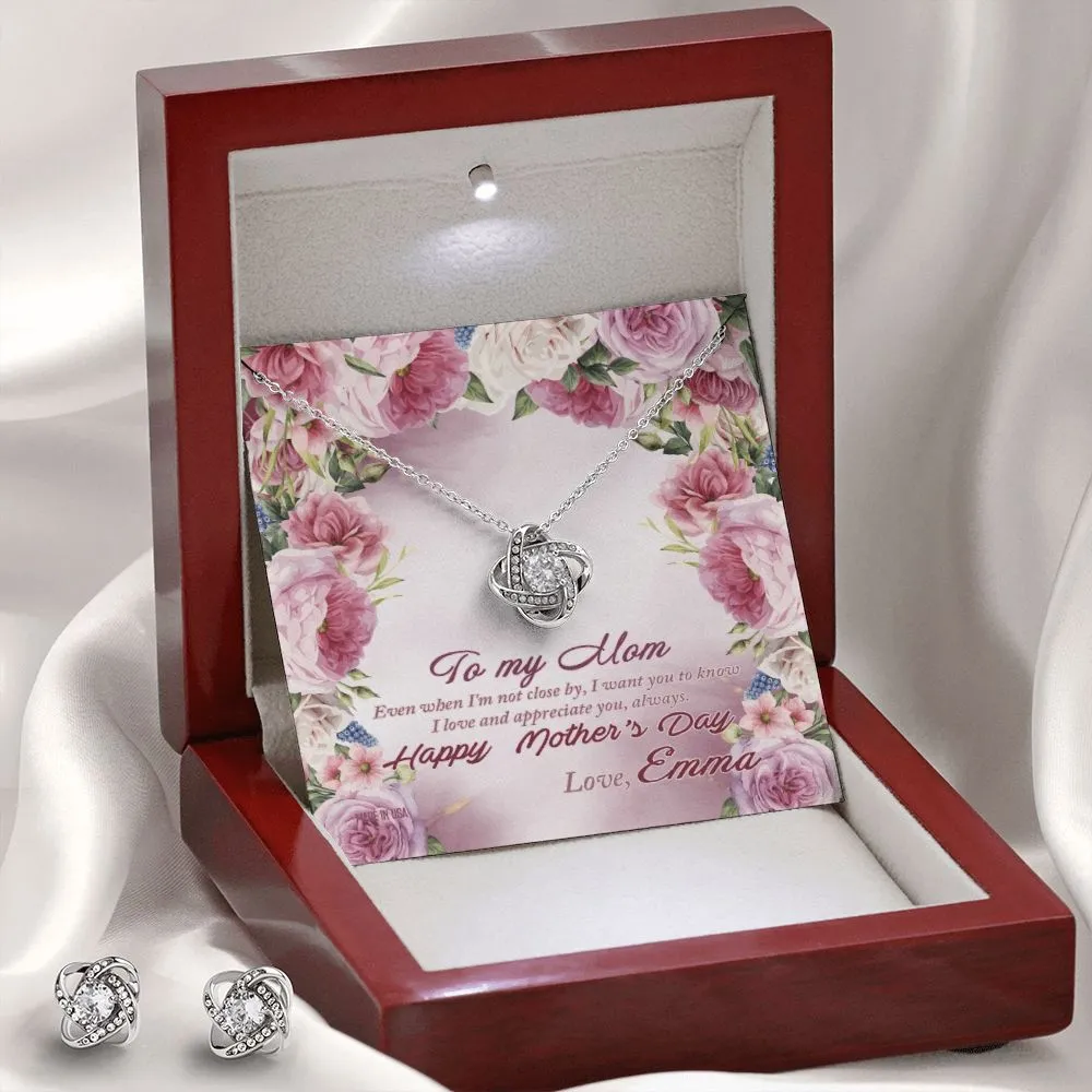 Custom To My Mom 14k White Gold Interlocking Heart Pendant Necklace Jewelry Gifts For Mom Wife Grandma Auntie Mother Day