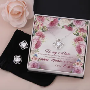 Custom To My Mom 14k White Gold Interlocking Heart Pendant Necklace Jewelry Gifts For Mom Wife Grandma Auntie Mother Day