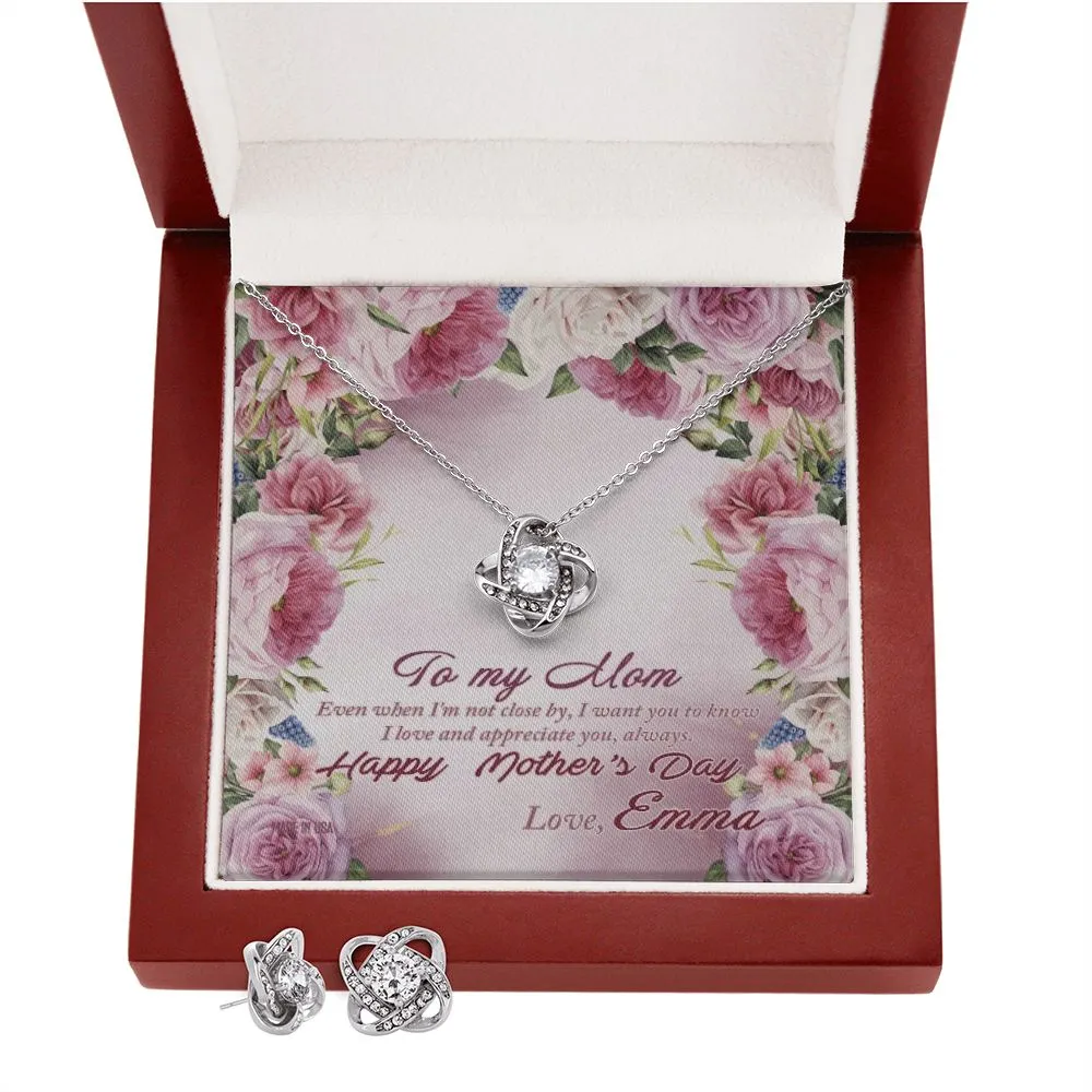 Custom To My Mom 14k White Gold Interlocking Heart Pendant Necklace Jewelry Gifts For Mom Wife Grandma Auntie Mother Day