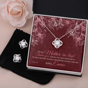 Custom To My Mother In Law 01 14k White Gold Interlocking Heart Pendant Necklace Jewelry Gifts For Mom Wife Grandma Auntie Mother Day