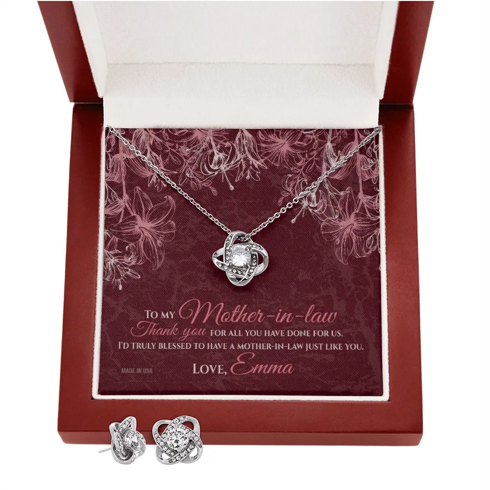 Custom To My Mother In Law 01 14k White Gold Interlocking Heart Pendant Necklace Jewelry Gifts For Mom Wife Grandma Auntie Mother Day