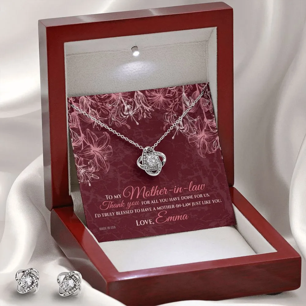 Custom To My Mother In Law 01 14k White Gold Interlocking Heart Pendant Necklace Jewelry Gifts For Mom Wife Grandma Auntie Mother Day