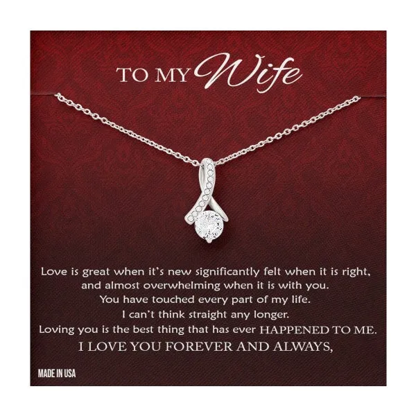 Custom To My Wife Love Is Great 14k White Gold Pendant Necklace Jewelry Gift For Wife Mother day