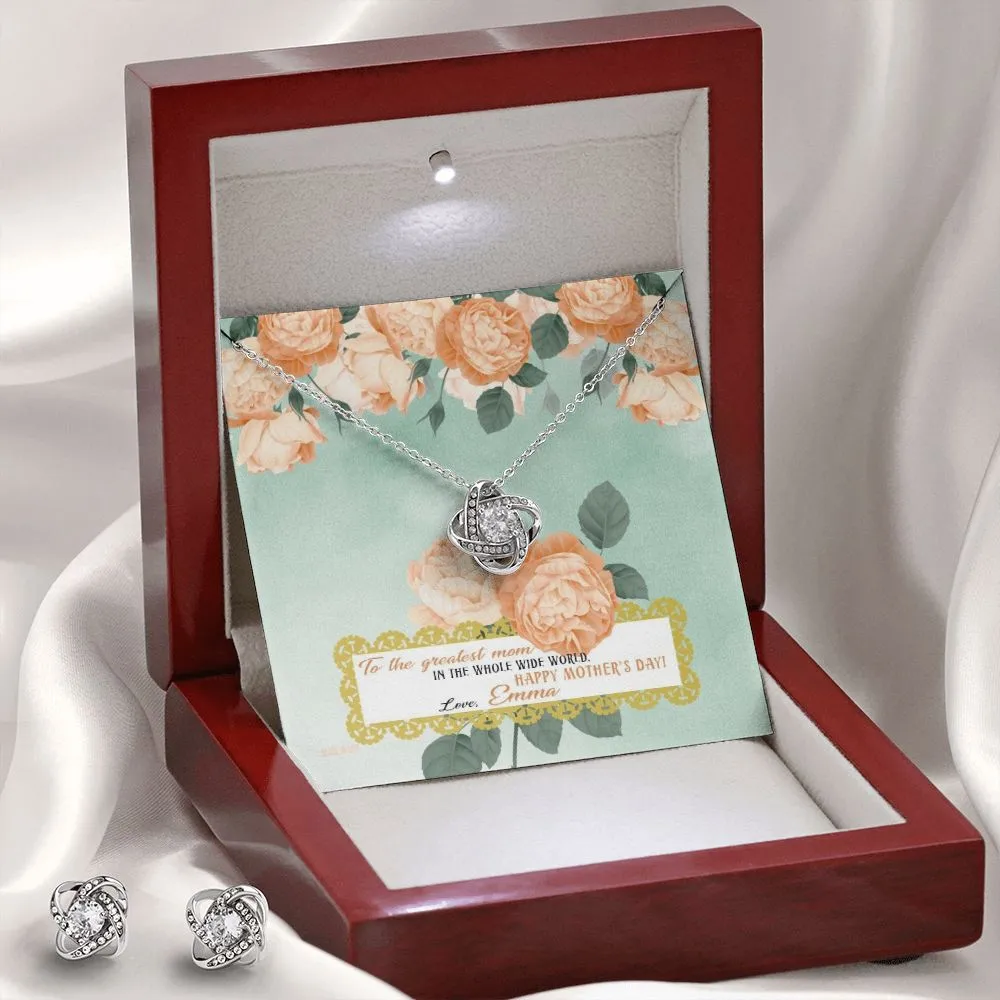 Custom To The Greatest Mom 14k White Gold Interlocking Heart Pendant Necklace Jewelry Gifts For Mom Wife Grandma Auntie Mother Day