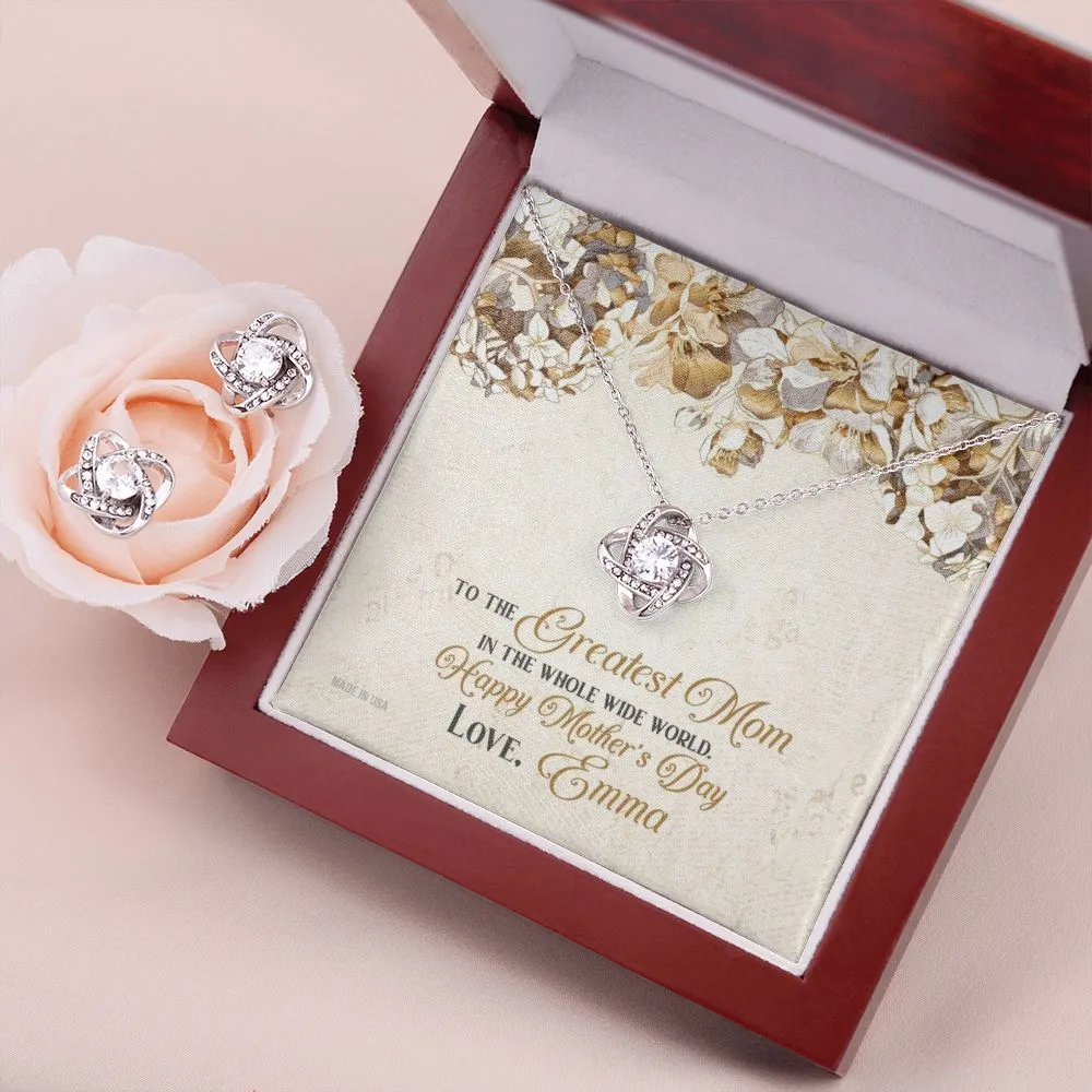 Custom To The Greatest Mom Mothers Day Ideas 14k White Gold Interlocking Heart Pendant Necklace Jewelry Gifts For Mom Wife Grandma Auntie