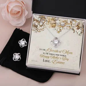 Custom To The Greatest Mom Mothers Day Ideas 14k White Gold Interlocking Heart Pendant Necklace Jewelry Gifts For Mom Wife Grandma Auntie