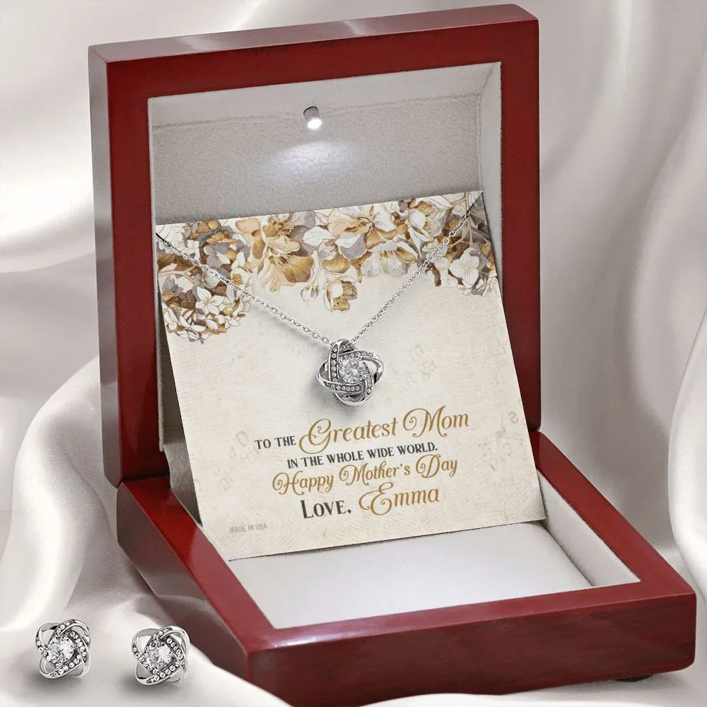 Custom To The Greatest Mom Mothers Day Ideas 14k White Gold Interlocking Heart Pendant Necklace Jewelry Gifts For Mom Wife Grandma Auntie