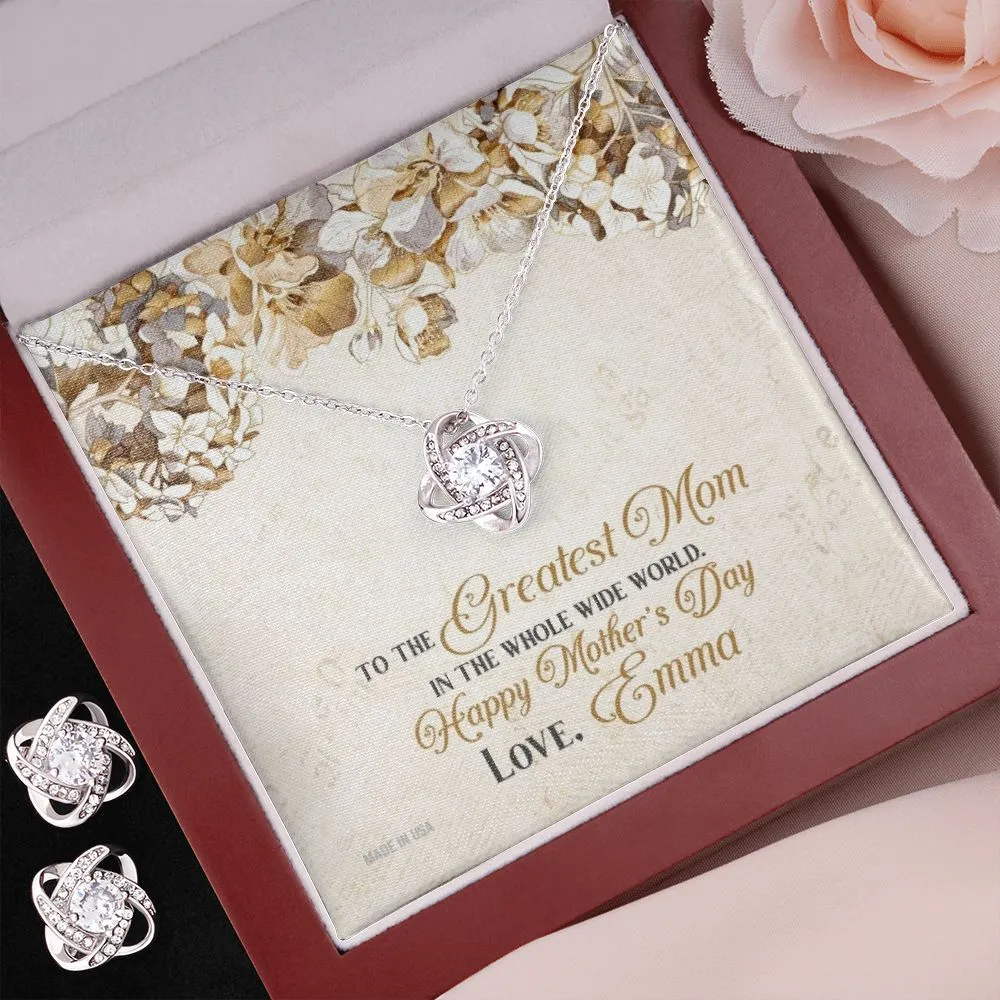 Custom To The Greatest Mom Mothers Day Ideas 14k White Gold Interlocking Heart Pendant Necklace Jewelry Gifts For Mom Wife Grandma Auntie