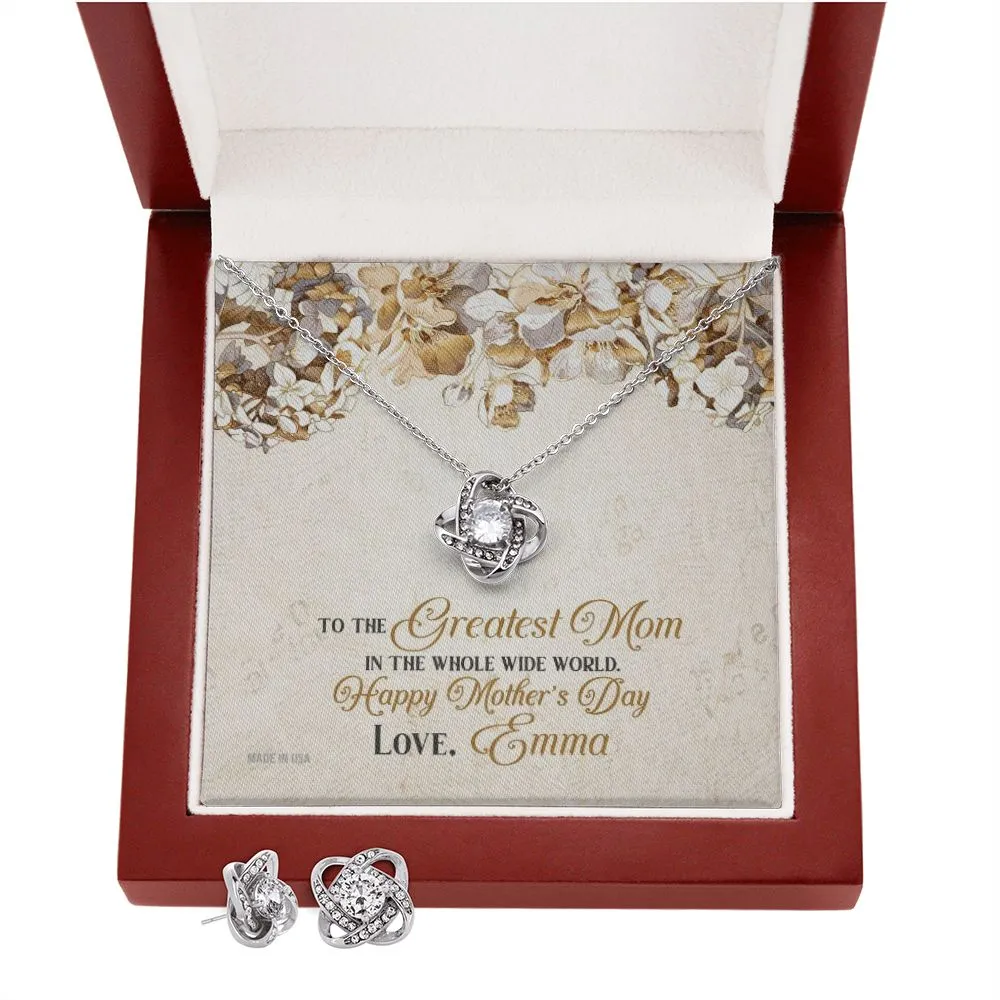 Custom To The Greatest Mom Mothers Day Ideas 14k White Gold Interlocking Heart Pendant Necklace Jewelry Gifts For Mom Wife Grandma Auntie