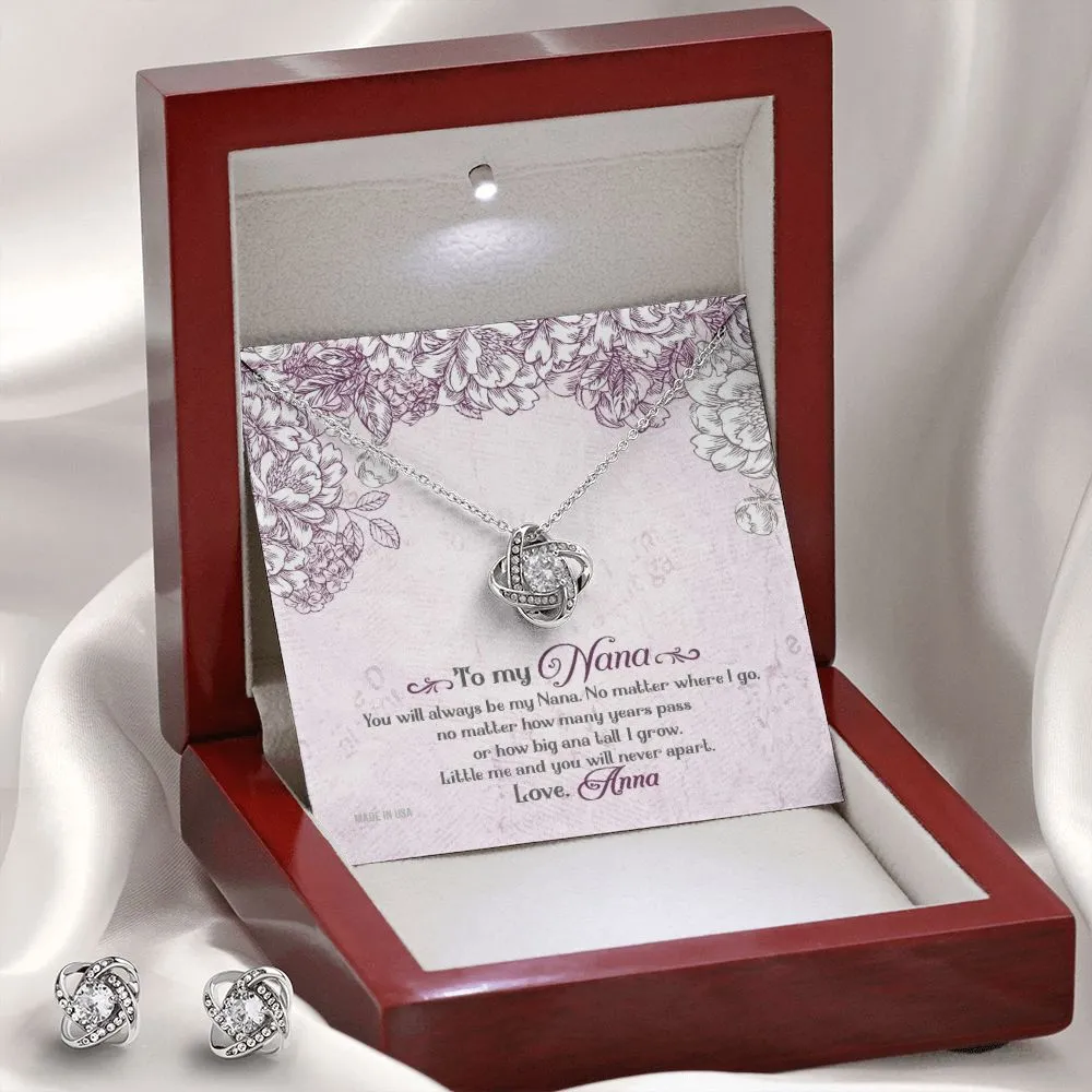 Custom You Will Always Be My Nana Mothers Day Ideas 14k White Gold Interlocking Heart Pendant Necklace Jewelry Gifts For Mom Wife Grandma Auntie