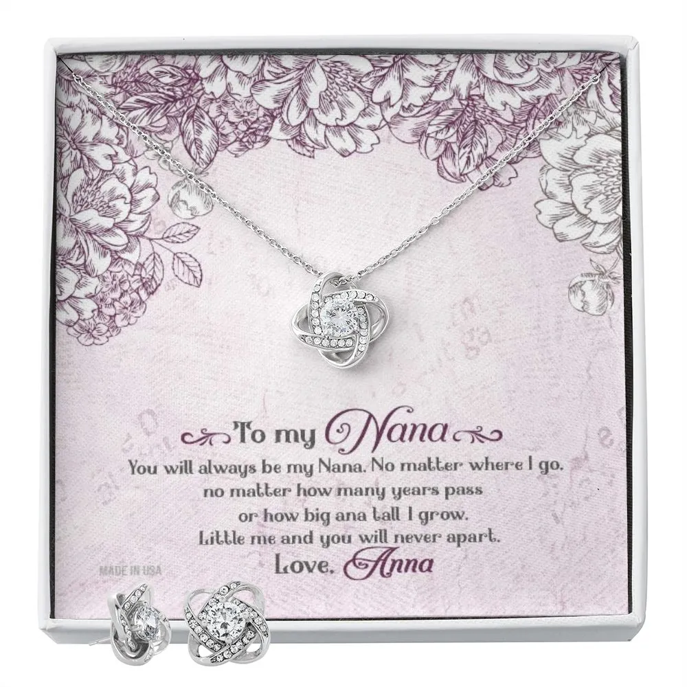 Custom You Will Always Be My Nana Mothers Day Ideas 14k White Gold Interlocking Heart Pendant Necklace Jewelry Gifts For Mom Wife Grandma Auntie