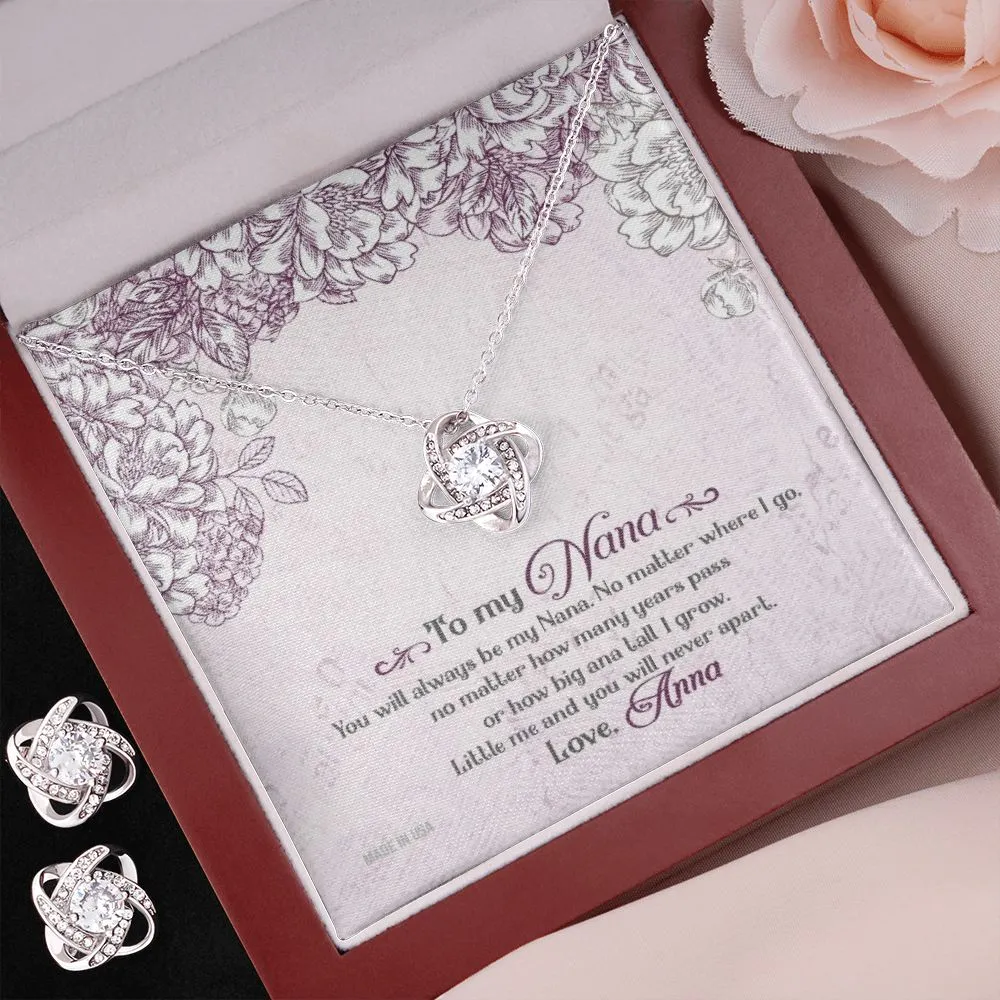 Custom You Will Always Be My Nana Mothers Day Ideas 14k White Gold Interlocking Heart Pendant Necklace Jewelry Gifts For Mom Wife Grandma Auntie