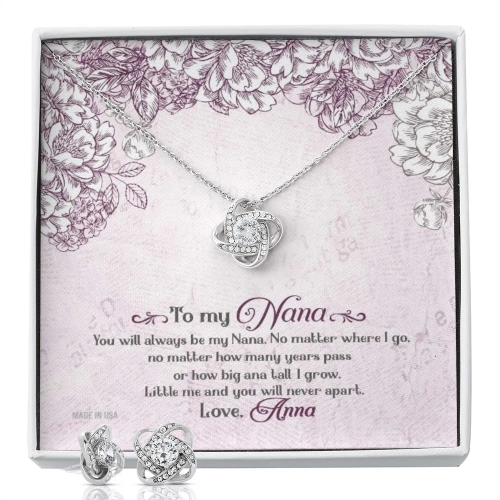 Custom You Will Always Be My Nana Mothers Day Ideas 14k White Gold Interlocking Heart Pendant Necklace Jewelry Gifts For Mom Wife Grandma Auntie