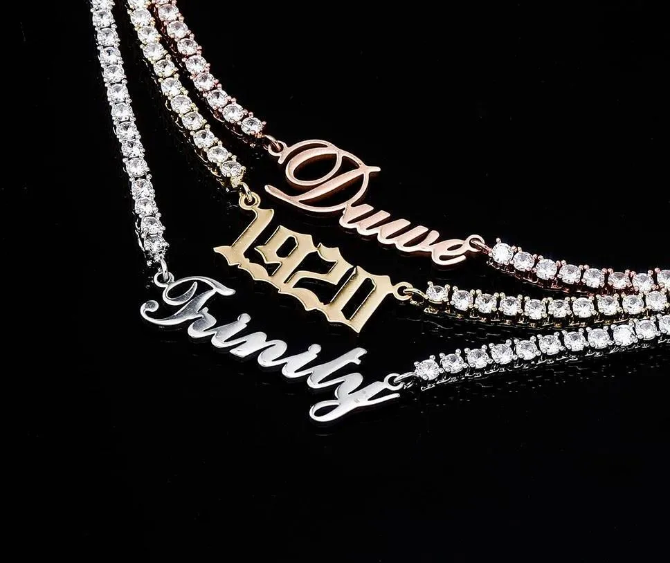 Customize This Name Necklace Stainlesss Steel Tennis Chain