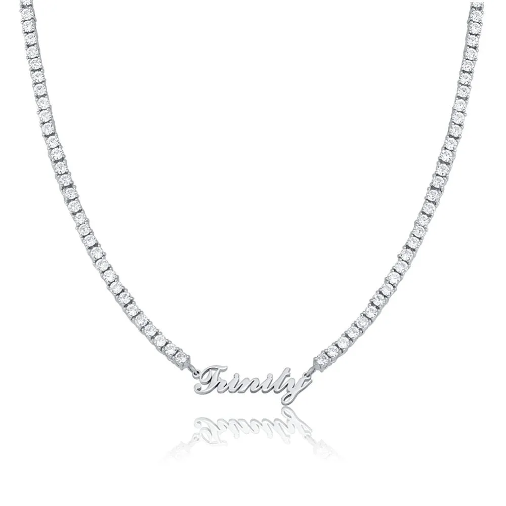 Customize This Name Necklace Stainlesss Steel Tennis Chain