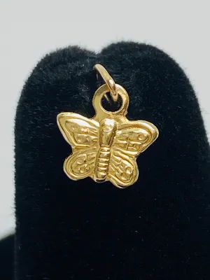 Cute Small Textured Butterfly Finding/Charm (14KGF) 0.6mm X 6mm sku #235-C