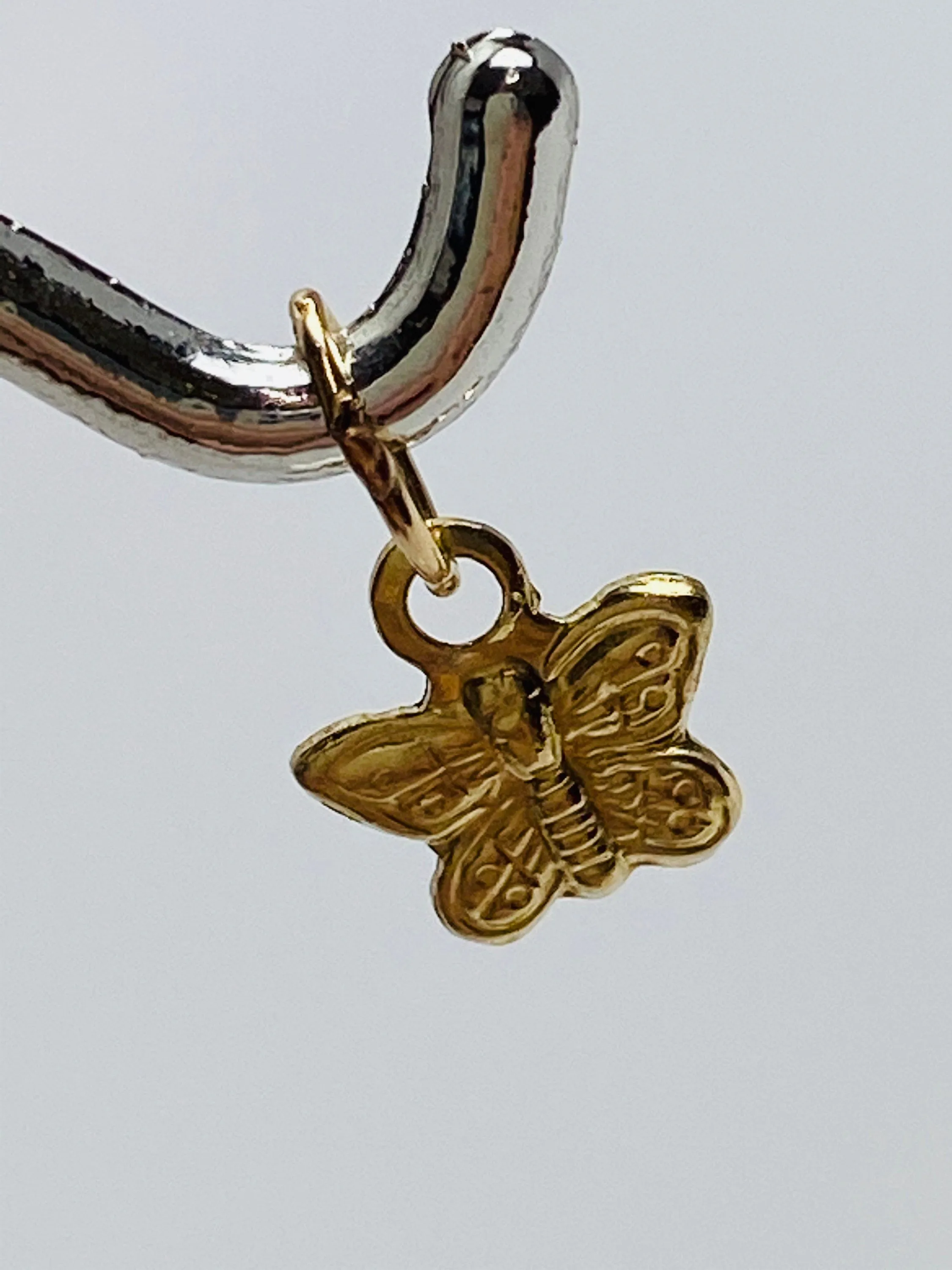 Cute Small Textured Butterfly Finding/Charm (14KGF) 0.6mm X 6mm sku #235-C