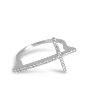 Dainty Diamond Cross Ring