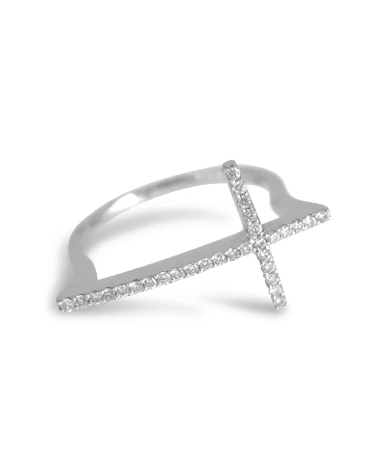 Dainty Diamond Cross Ring