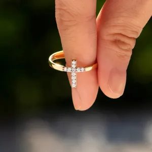 Dainty Pavé Cross Ring – Sterling Silver Jewelry