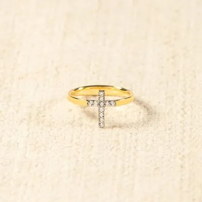 Dainty Pavé Cross Ring – Sterling Silver Jewelry