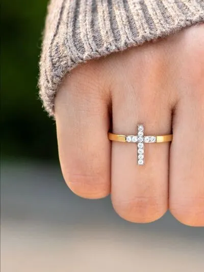 Dainty Pavé Cross Ring – Sterling Silver Jewelry