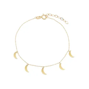 Dangling Crescent Charms Bracelet 14K