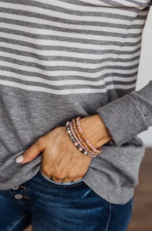 Darling 5 Piece Stackable Bracelet Set- Pink & Gold