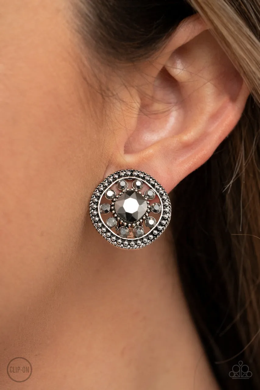 Dazzling Definition Silver Paparazzi Clip-On Earrings