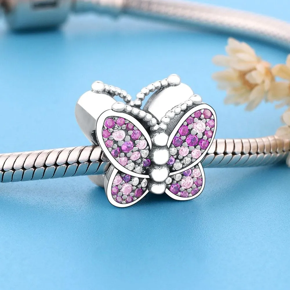 Dazzling Pink Butterfly Charm