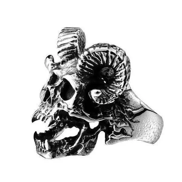 Demon Horns Skull Ring