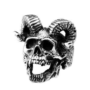 Demon Horns Skull Ring